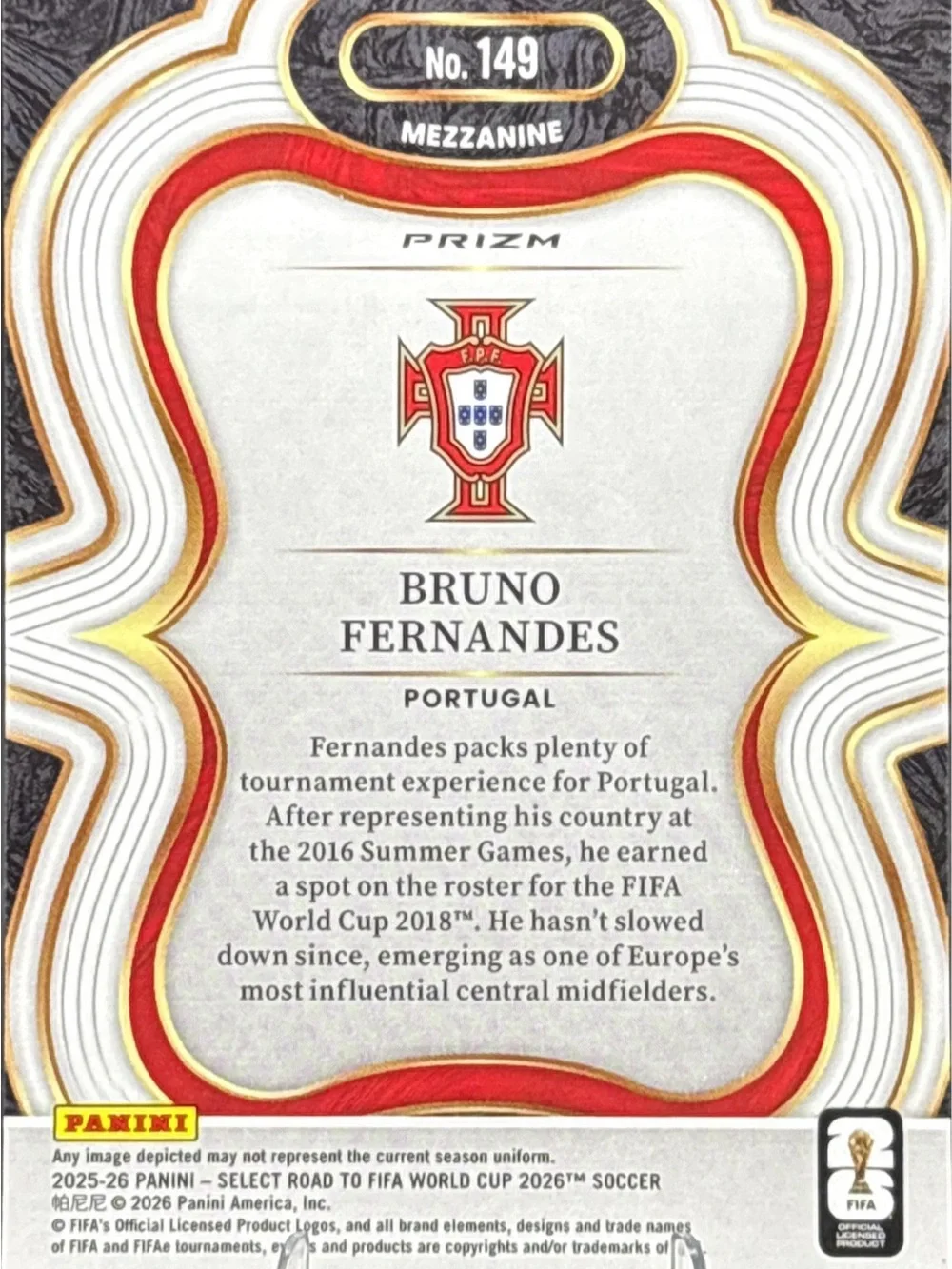 Panini Bruno Fernandes Holographic Soccer Card - Mezzanine Prizm